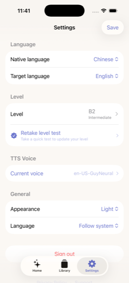 Settings and interface languages in Linva